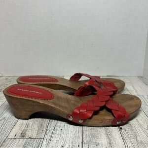 Banana Republic wooden red heeled mule sandals size 7